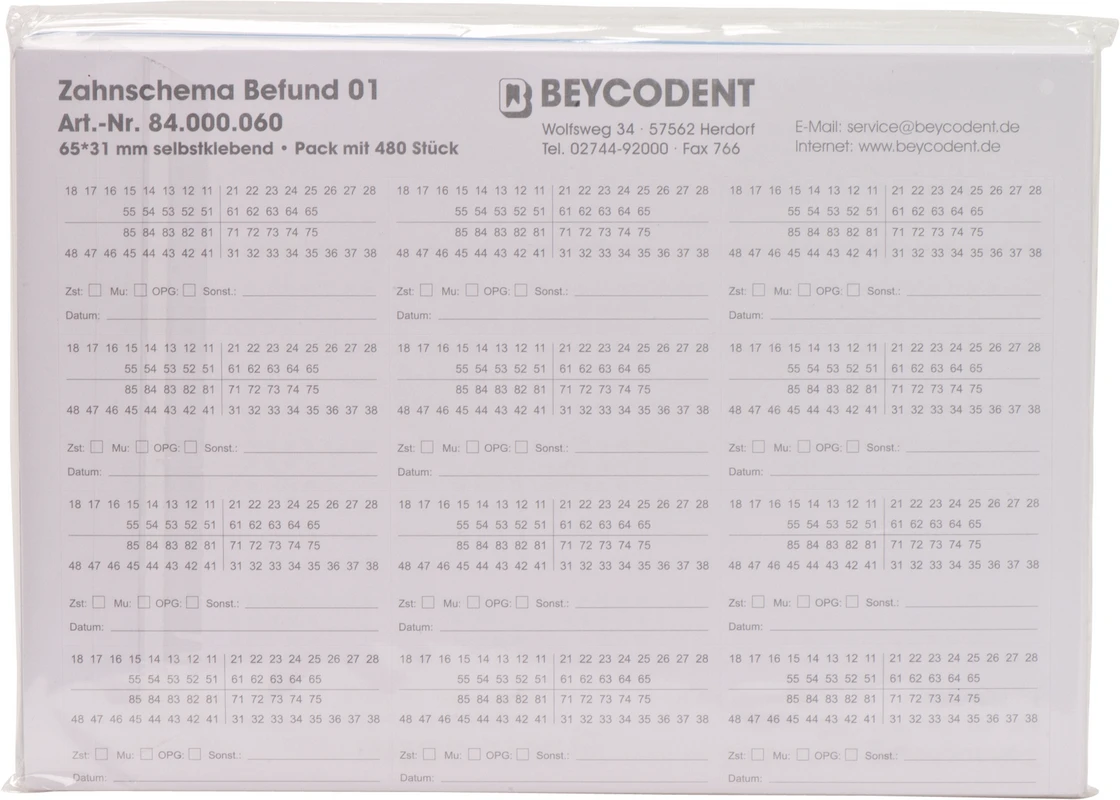 Zahnschema Befund Beycodent