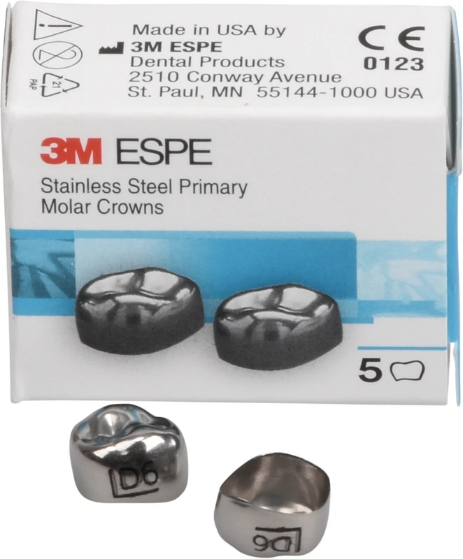 Edelstahlkronen Packung 5 Stück D-UL-6, für Milchmolaren