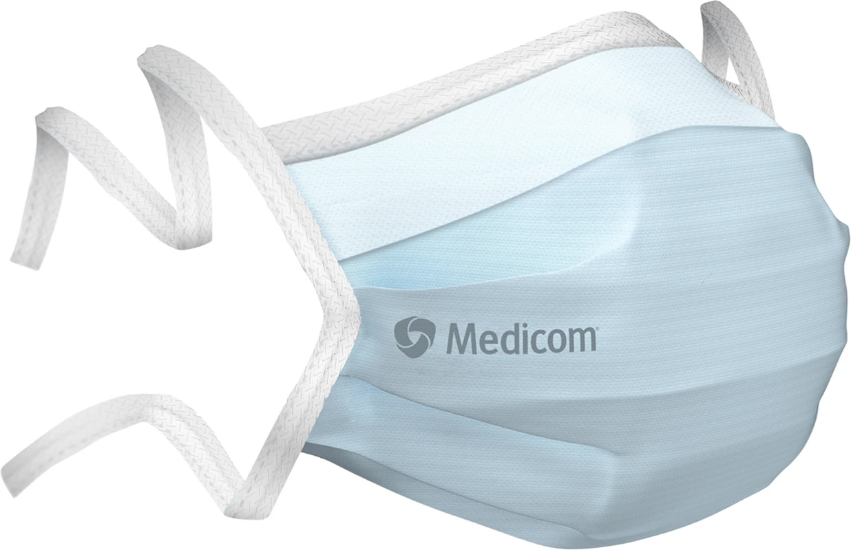 Medicom® SafeMask® SofSkin® fog-free medizinischer Mundschutz Packung 50 Stück blau, mit Bindebändern
