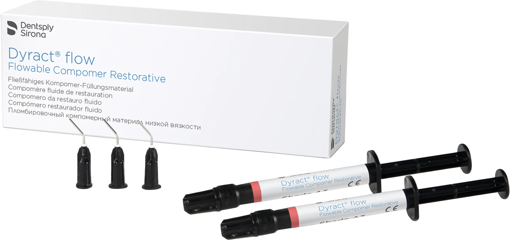 Dyract® flow Nachfüllpackung 2 x 1 ml Spritze A2, 25 Applikatornadeln schwarz