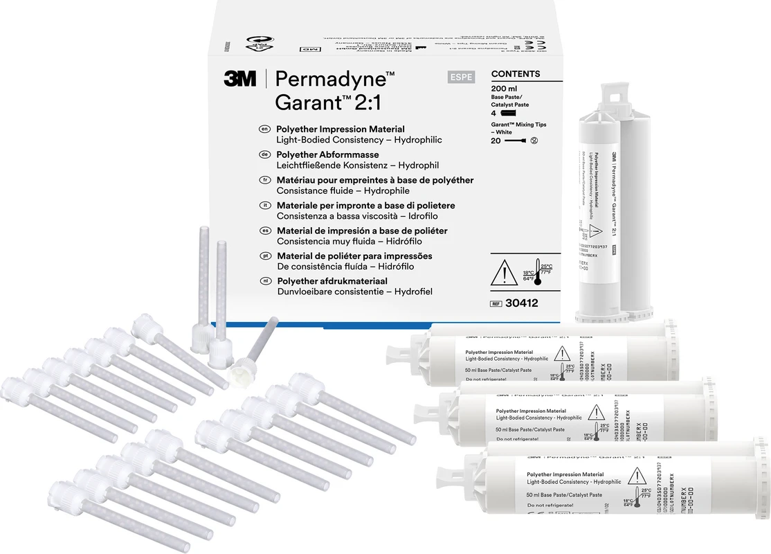 Permadyne™ Refill Packung 4 x 50 ml Doppelkartusche, 20 Mischkanülen weiß, Garant 2:1