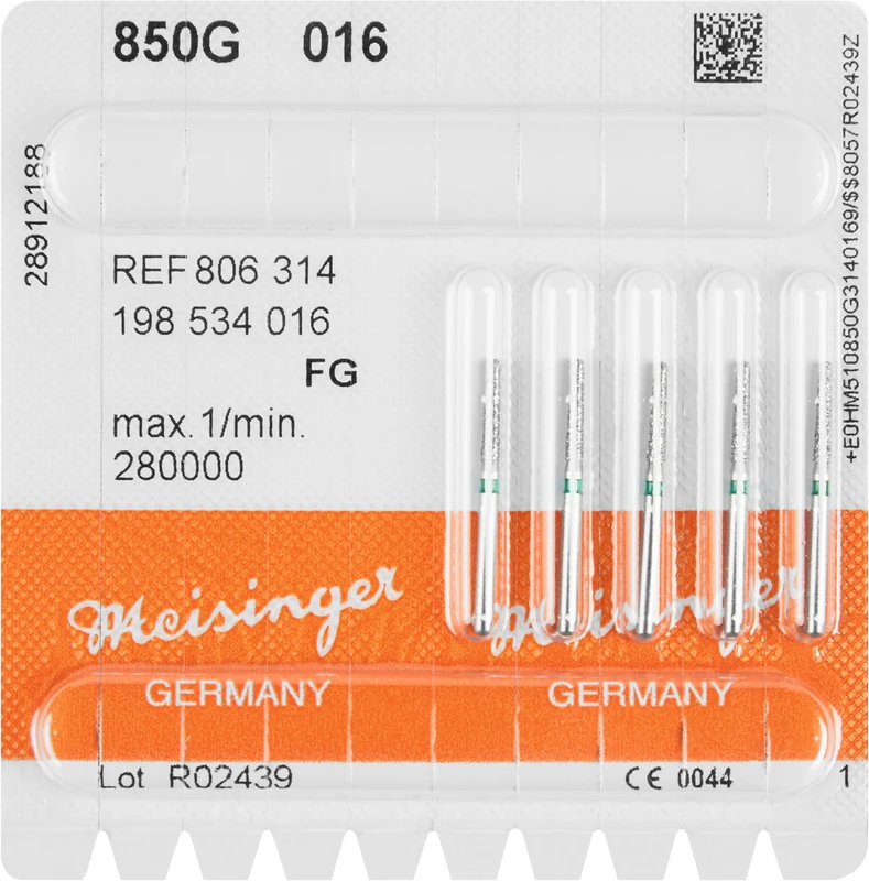 Diamanten 850 Packung 5 Stück grün grob, FG, Figur 198 Konus rund, 8 mm ISO 016