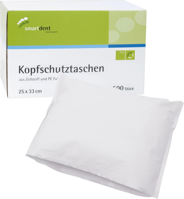 smart Kopfschutztaschen Karton 500 Stück 25 x 33 cm, weiß