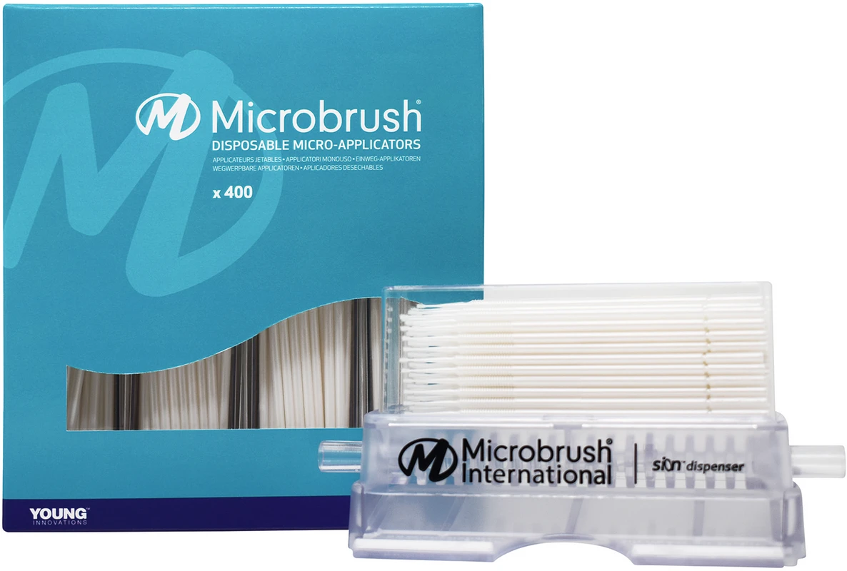 Microbrush® Applikatoren Plus Serie Kit 400 Applikatoren weiß, superfein 1 mm, 1 Dispenser