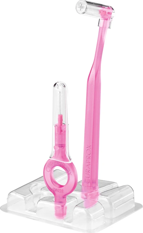 CURAPROX CPS prime start Packung 5 Bürsten 08 pink, Ø 3,2 mm, 2 Halter (UHS 409, UHS 470)