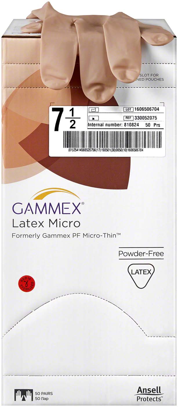 Gammex® Latex Micro Packung 50 Paar puderfrei, braun, Größe 7,5 Gammex® Latex Micro Ansell