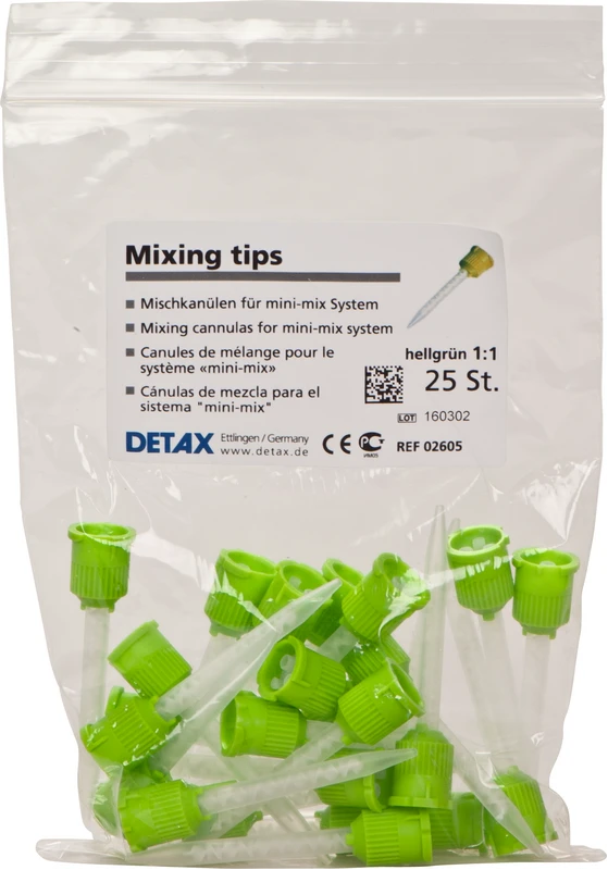 Detax Mischkanüle hellgrün 1:1 Packung 25 Mischkanülen hellgrün 1:1 Detax Mischkanüle hellgrün 1:1 DETAX
