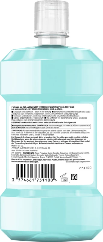 LISTERINE® COOL MINT MILDER GESCHMACK Flasche 500 ml