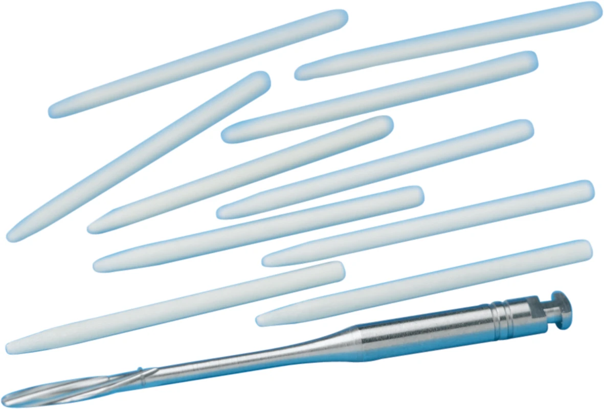 FANTESTIC® POST Packung 10 Wurzelstifte Ø 1-1,45 mm, 1 Wurzelkanalbohrer (gelber Ring)