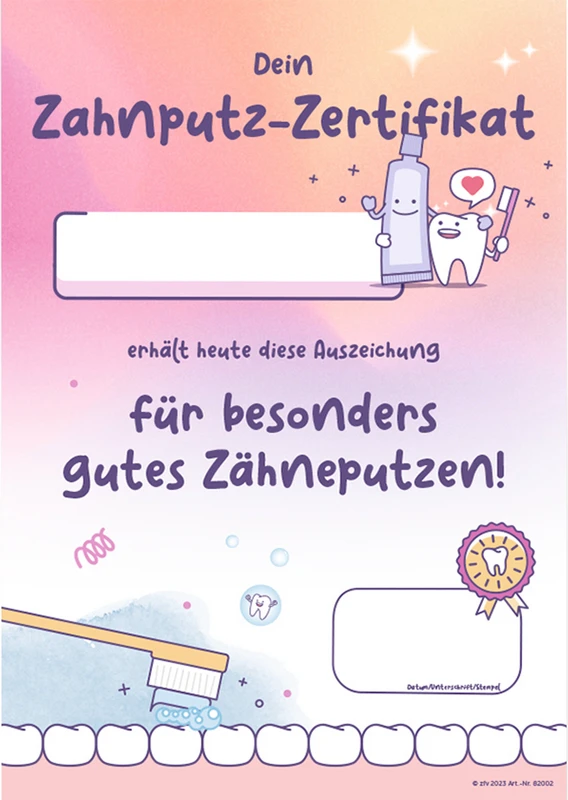 Zahnputz-Zertifikat Packung 20 Stück