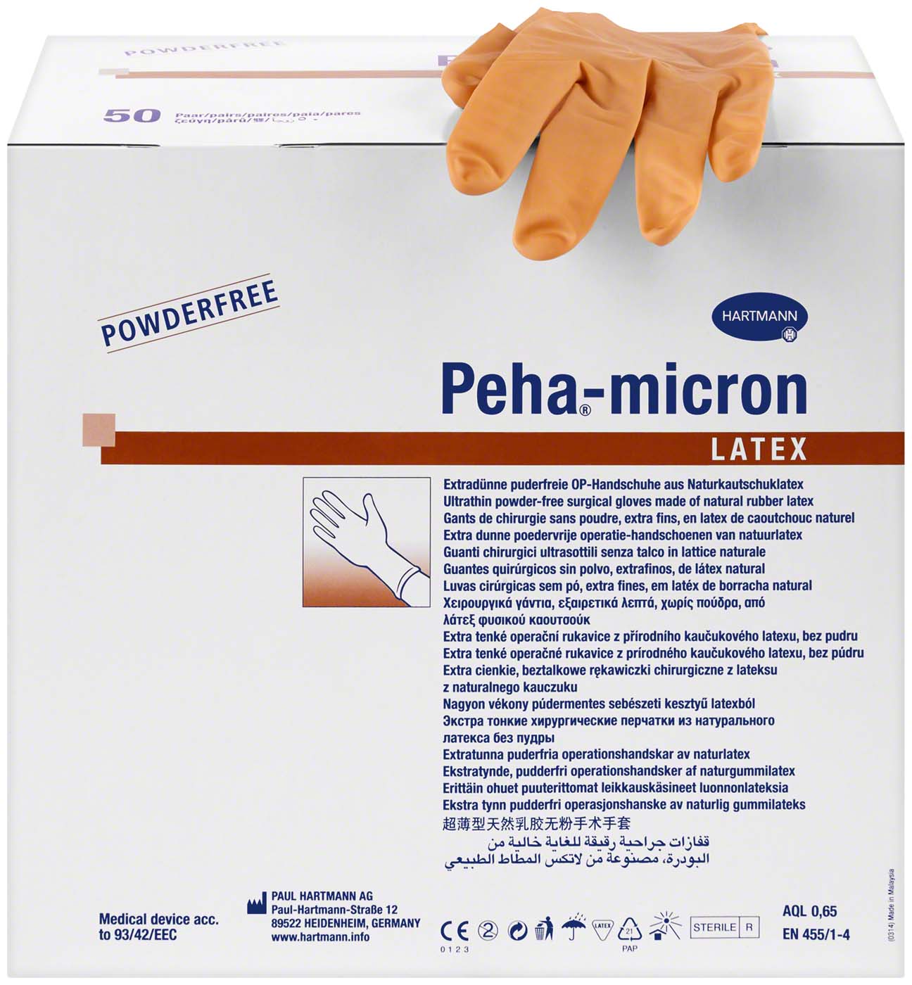 Peha®-micron latex Packung 50 Paar puderfrei, braun, Größe 6 Peha®-micron LATEX HARTMANN