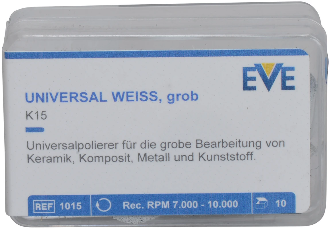 EVE UNIVERSAL Packung 10 Stück unmontiert, weiß grob, Figur umgekehrter Kegel, 15 x 9 mm