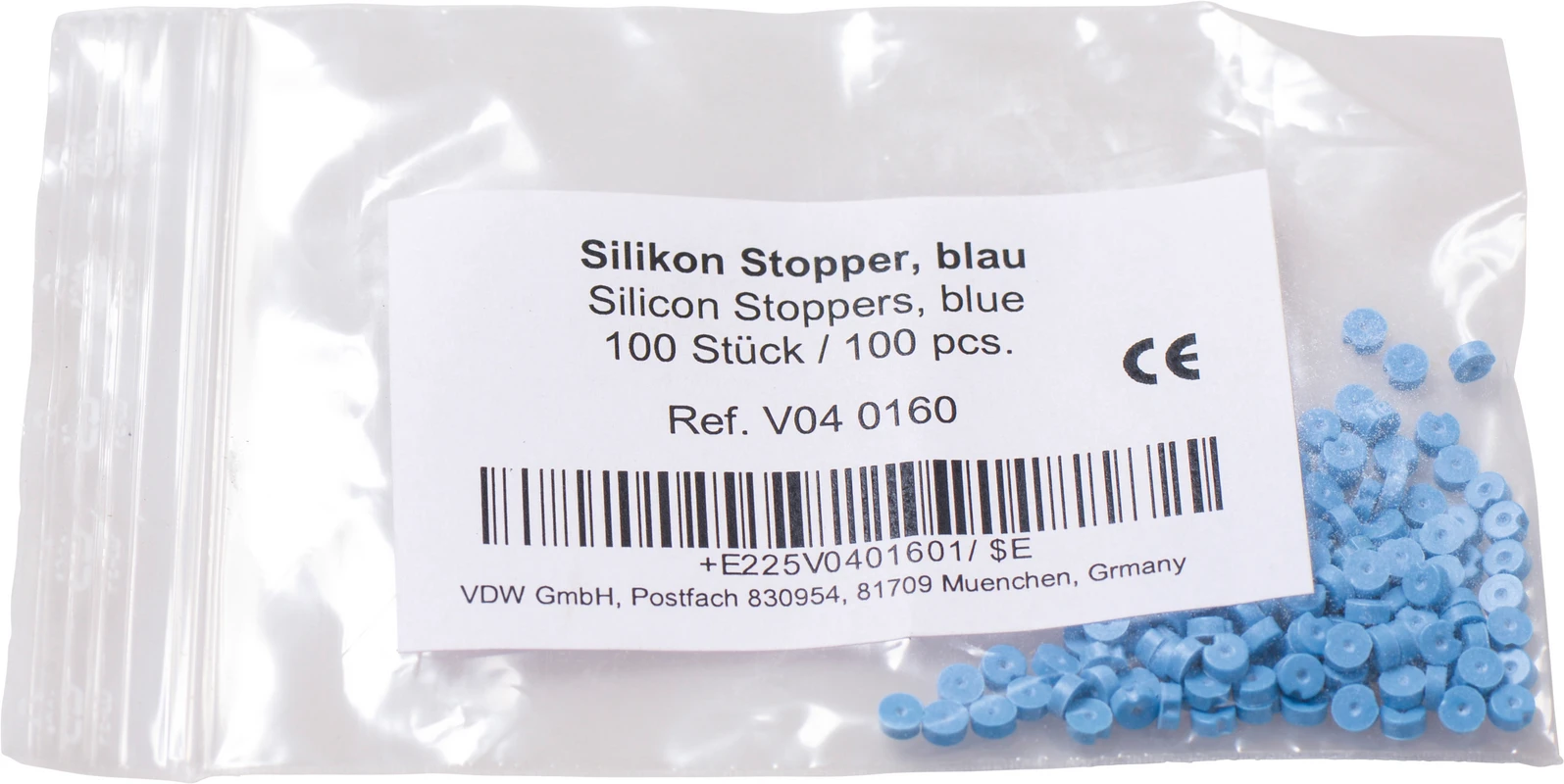 SILIKON STOPPER Packung 100 Stück blau