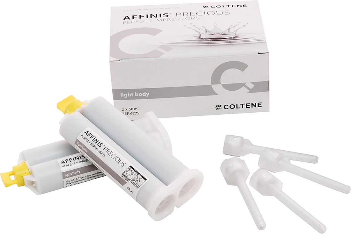 AFFINIS® PRECIOUS Packung 2 x 50 ml Kartusche light body, 12 Mixing Tips