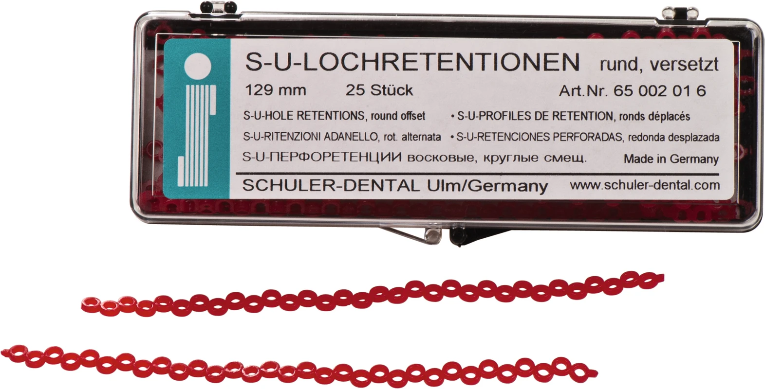 S-U-LOCHRETENTIONEN Packung 25 Stück Länge 12,9 cm, rund versetzt S-U-LOCHRETENTIONEN SCHULER-DENTAL