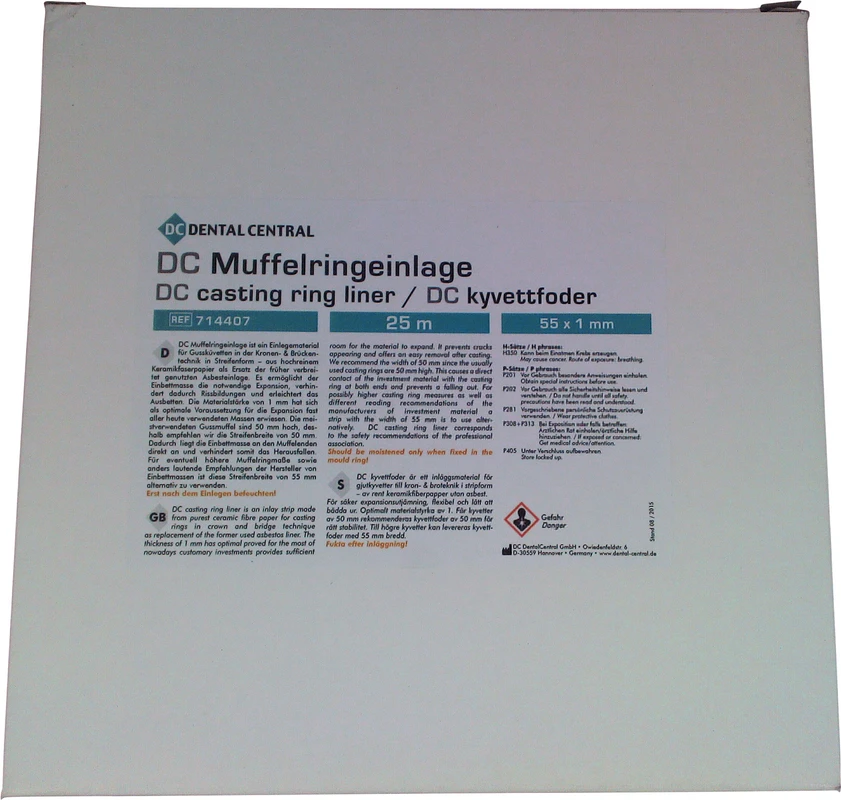 DC Muffelringeinlage Rolle 25 Meter, 55 x 1 mm