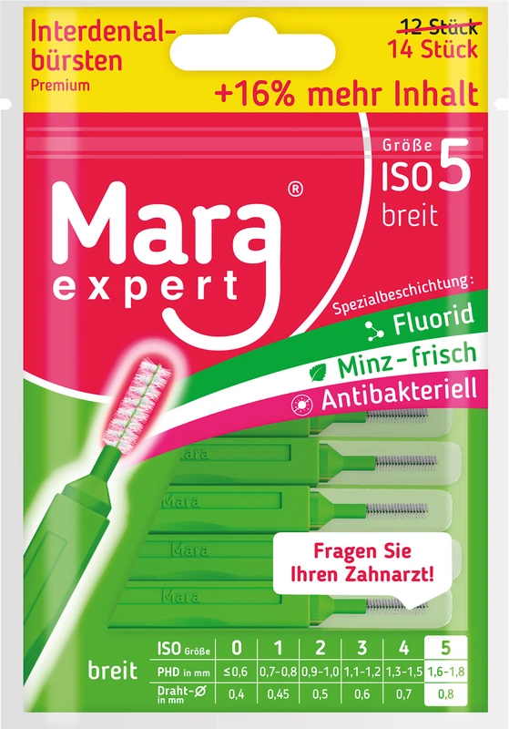 Mara expert Premium Line Promopackung 12 + 2 Stück grün, extra breit, Ø 0,8 mm