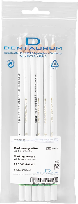 Fettstifte Packung 6 Stück weiß Fettstifte Dentaurum