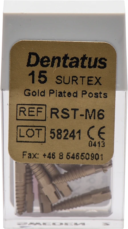 Classic Surtex vergoldete Wurzelstifte Packung 15 Stück 9,3 mm, Ø 1,8 mm, Größe 6