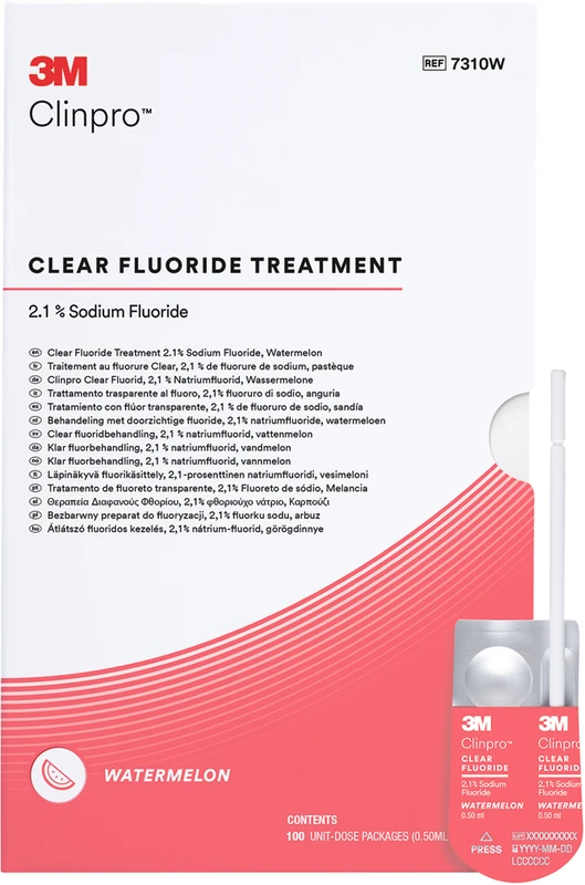 Clinpro™ Clear Fluorid Packung 100 x 0,5 ml Single Dose Wassermelone, Zubehör