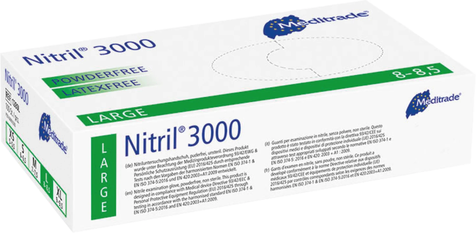 Nitril® 3000 Packung 100 Stück puderfrei, weiß, L