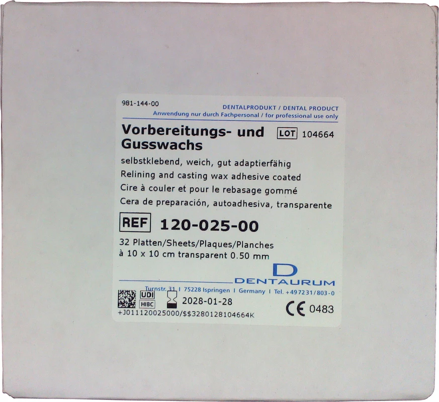 Gusswachs Packung 32 Stück, Stärke 0,5 mm