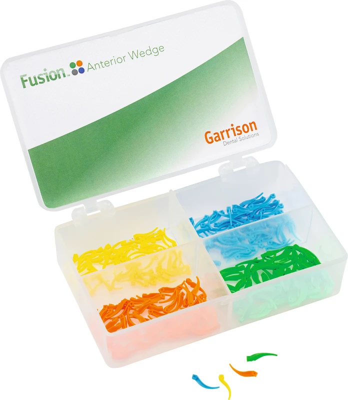 Fusion™ Anterior Interdentalkeile Kit 200 Interdentalkeile ( gelb - extra klein, blau - klein, orange - medium, grün - groß)
