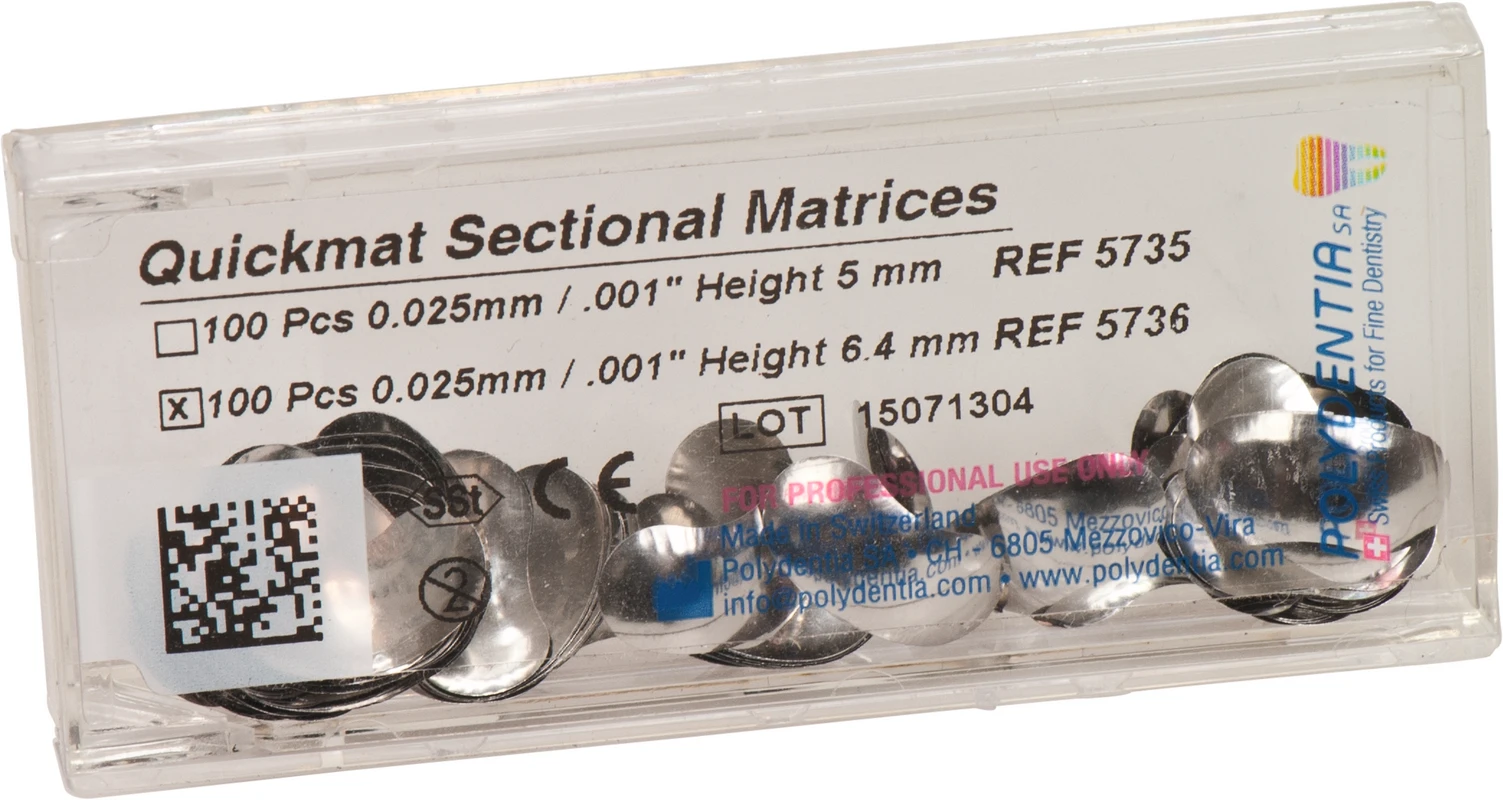 Quickmat DELUXE Nachfüllpackung 100 Teilmatrizen Stärke 0,025 mm, bombiert, Molar