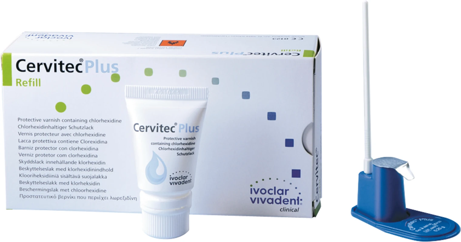 Cervitec® Plus Sortiment 20 x 0,25 g Single-Dose, 50 Applikatoren weiß Pflegekupplung KaVo