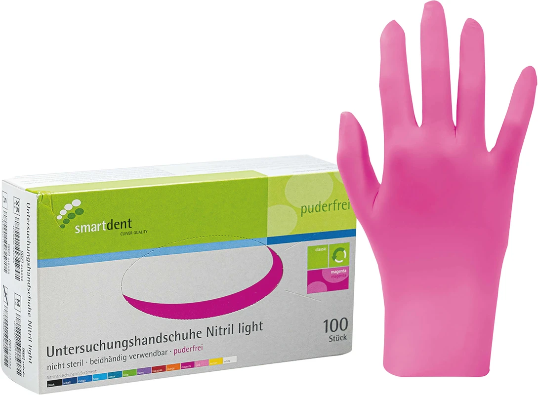 smart Nitrilhandschuhe light Packung 100 Stück puderfrei, magenta, M