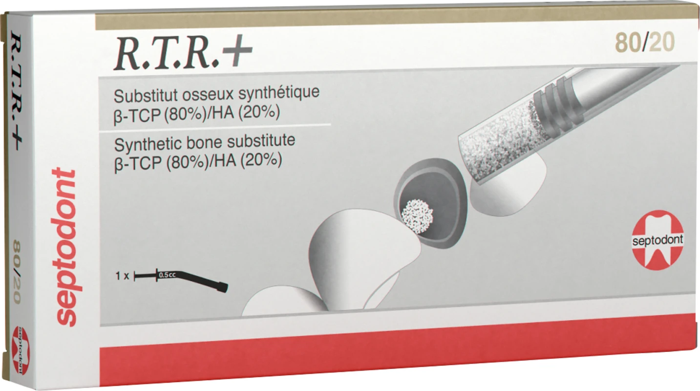 R.T.R.+ Knochenersatzmaterial Packung gebogene Spritze mit 0,5 cm3  Granulat in steriler Einzelverpackung, R.T.R+ 80/20