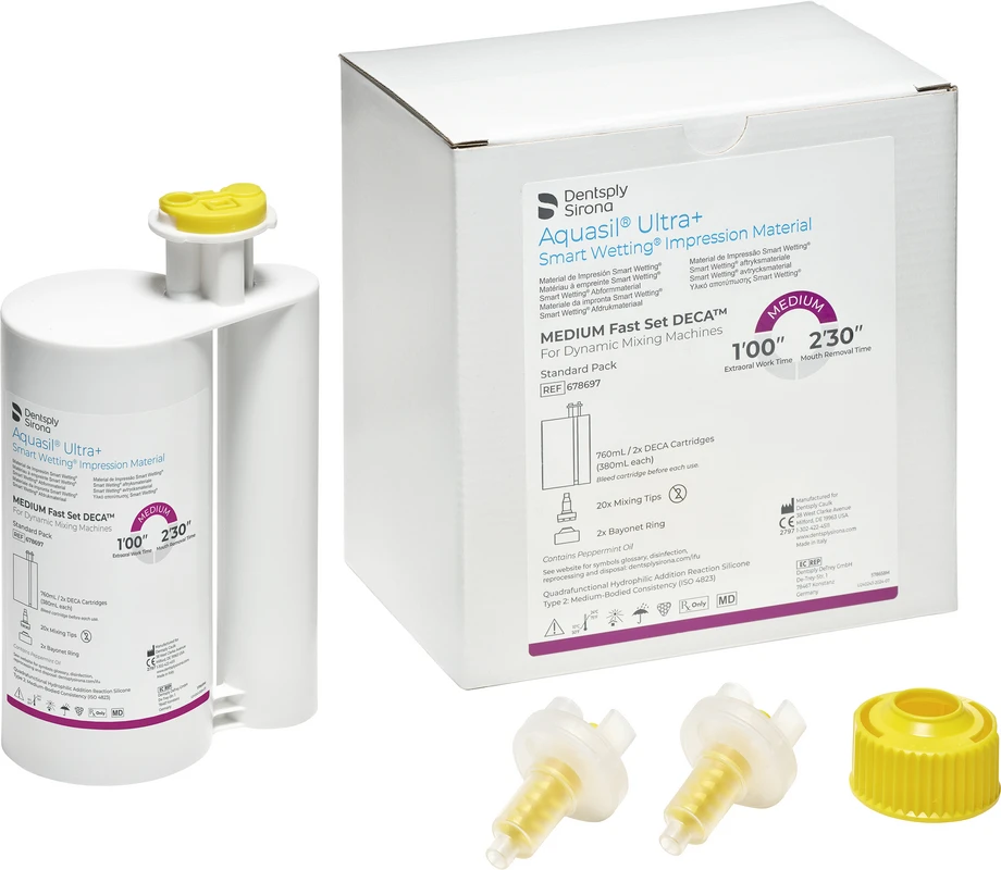 Aquasil® Ultra+ Packung 2 x 380 ml Doppelkartusche DECA Medium Fast Set, 20 Mischkanülen