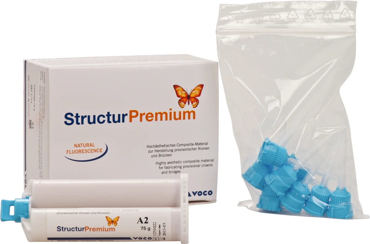 Structur Premium Packung 75 g Doppelkartusche A2, Mischkanülen Typ 6 Structur Premium VOCO