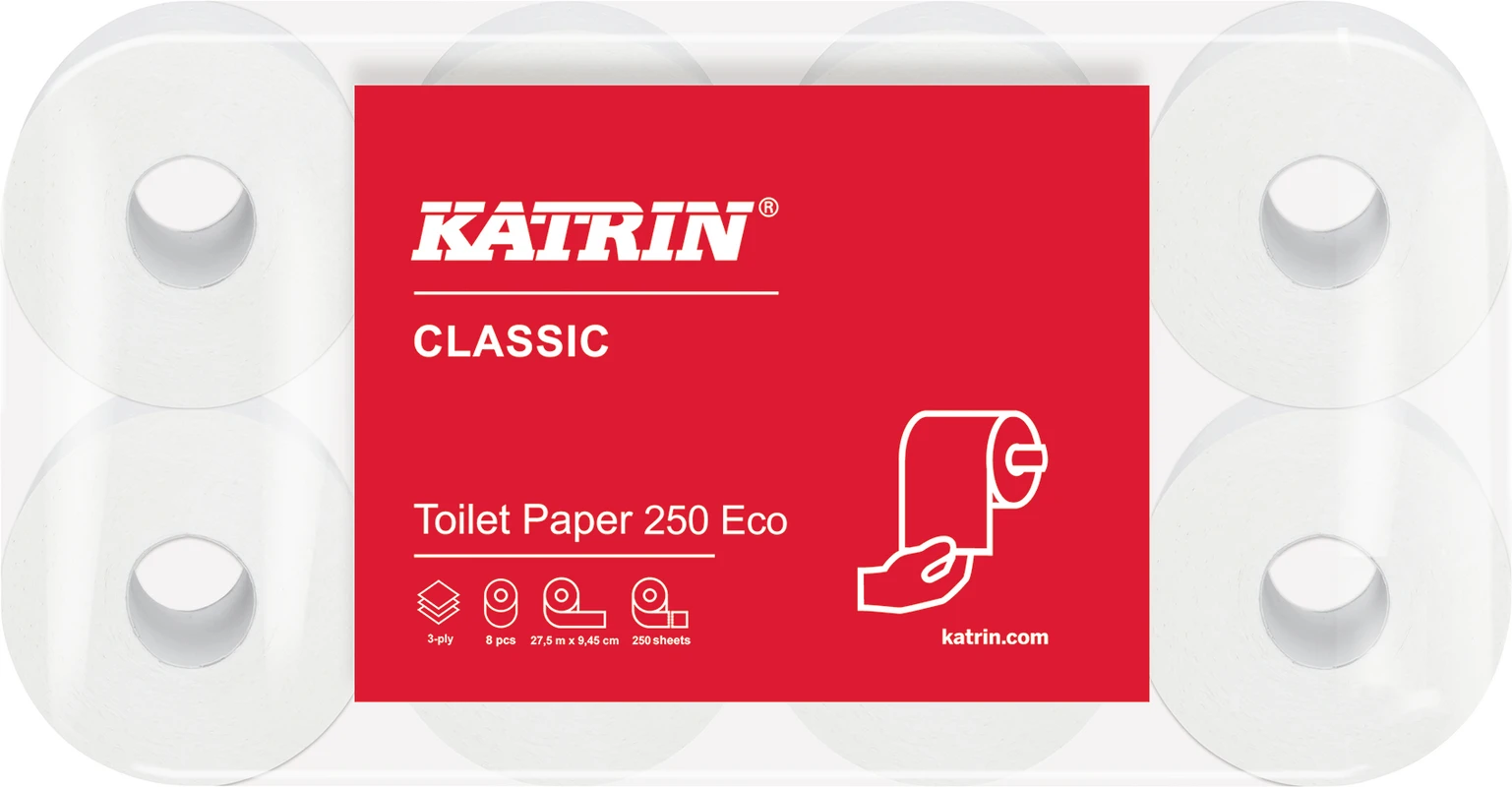 KATRIN® Classic Toilet 250 Eco Packung 9 x 8 Rollen KATRIN® Classic Toilet 250 Eco BROD