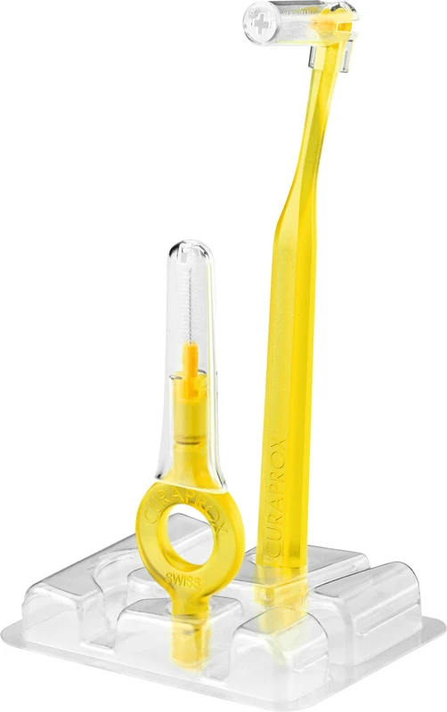 CURAPROX CPS prime start Packung 5 Bürsten 09 gelb, Ø 4 mm, 2 Halter (UHS 409, UHS 470)