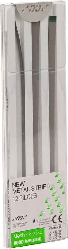 GC NEW METAL STRIPS Packung 12 Stück (4 x 2,6 mm, 4 x 3,3 mm, 4 x 4 mm), Körnung 600