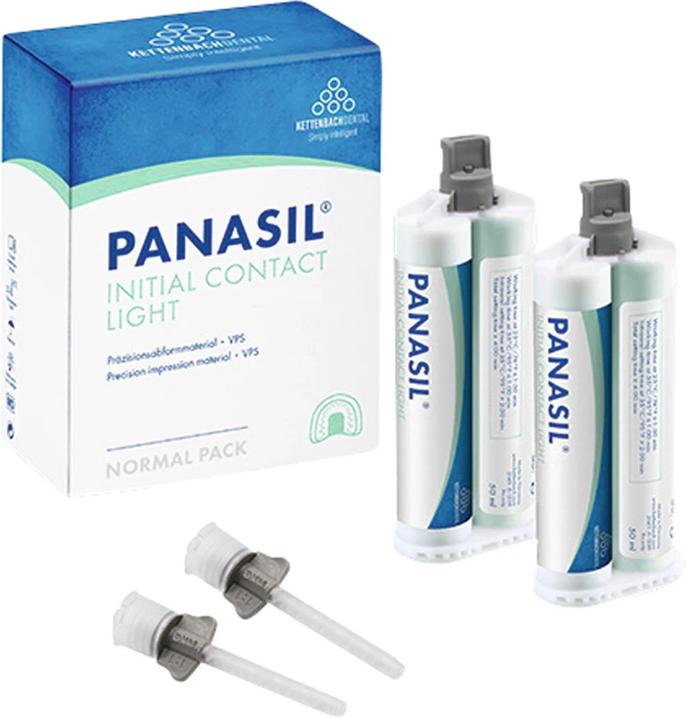 Panasil® initial contact Light Packung 2 x 50 ml Doppelkartusche, 8 Mischkanülen grau