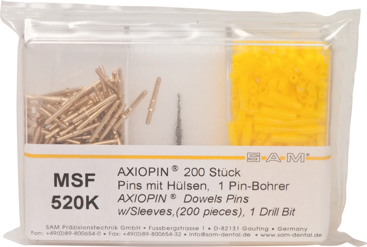 SAM® PIN SYSTEM AXIOPIN® Starter Kit 200 Pins, 200 Hülsen, 1 Bohrer 1,6 mm