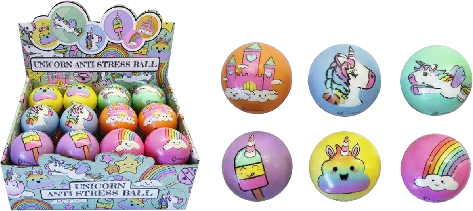 Antistressball Packung 24 Stück Ø 6 cm, Einhorn