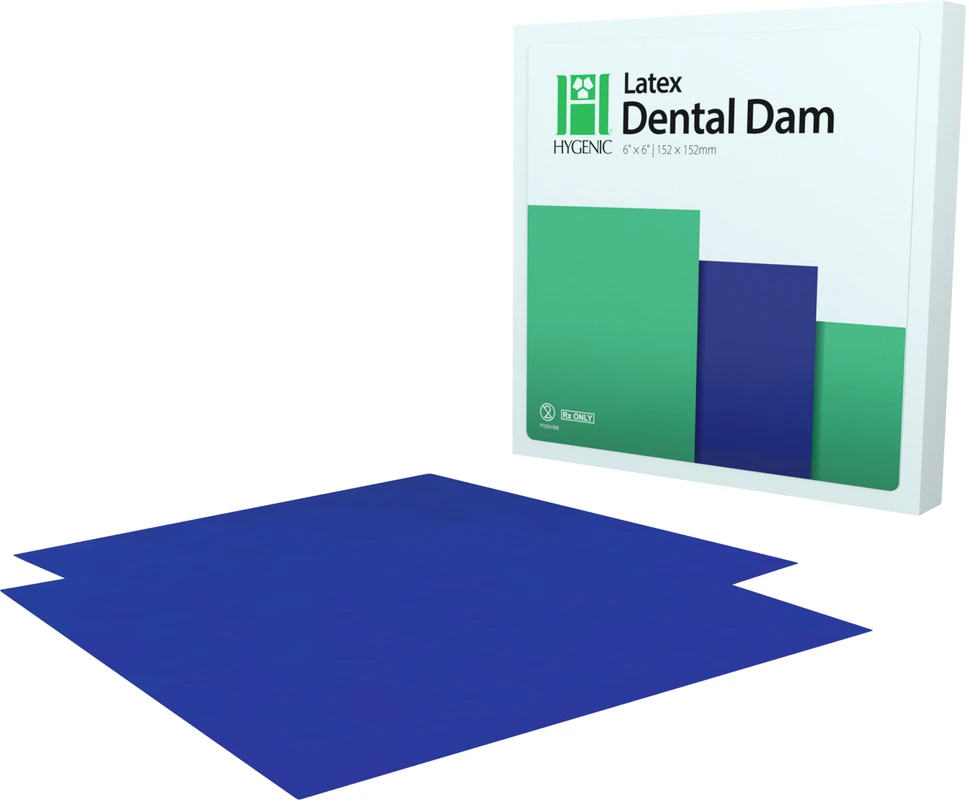 Hygenic® Latex Kofferdam Packung 36 Stück 6"x 6" medium blau