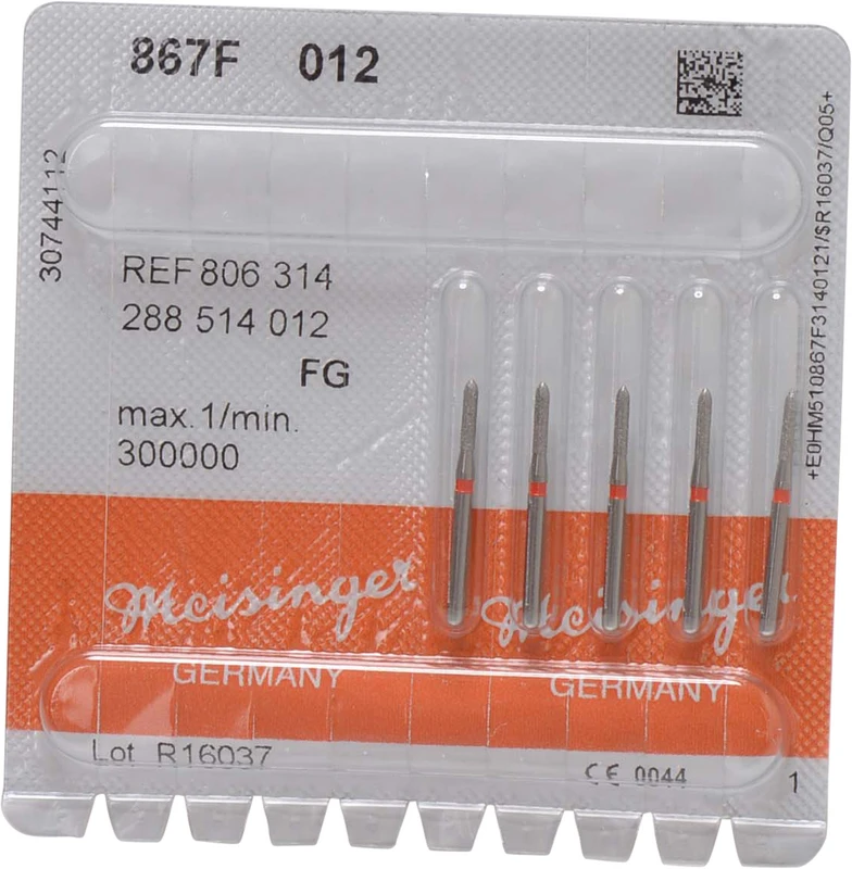 Diamanten 867 Packung 5 Stück rot fein, FG, Figur 288 Torpedo, 6 mm, ISO 012