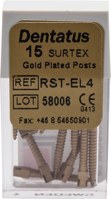 Classic Surtex vergoldete Wurzelstifte Packung 15 Stück 14,2 mm, Ø 1,5 mm, Größe 4