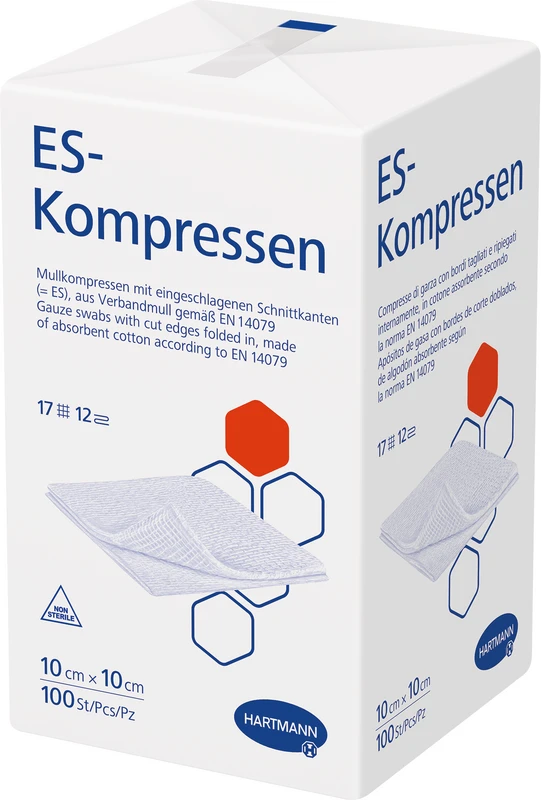 ES-Kompressen unsteril Packung 100 Stück 10 x 10 cm, 12-fach gelegt