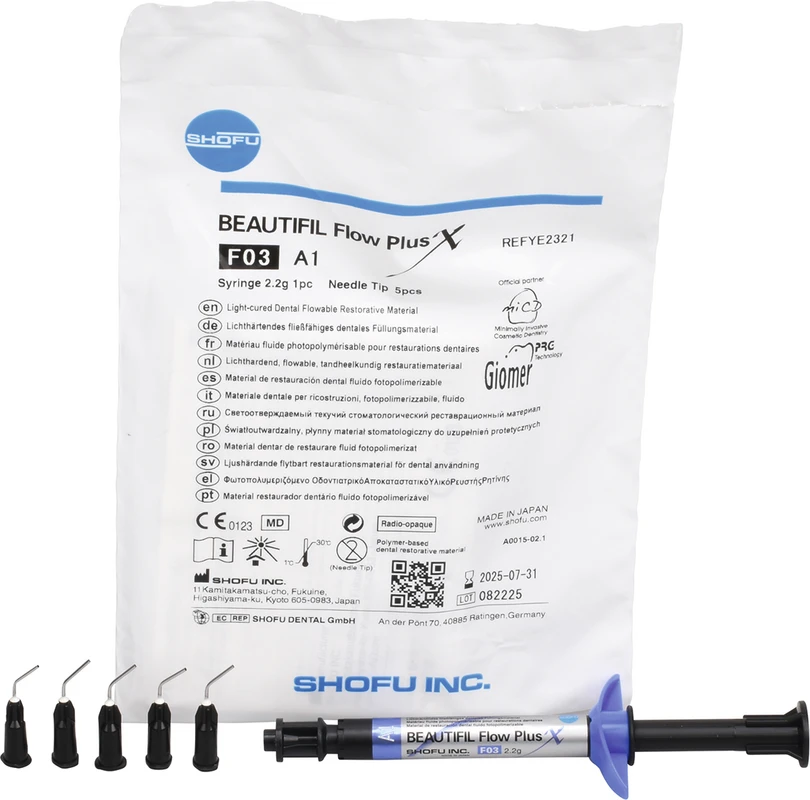 BEAUTIFIL Flow Plus X Spritze 2,2 g A1, F03 inklusive 5 Spritzenaufsätze