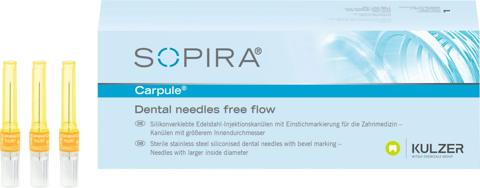 SOPIRA® Carpule® Free Flow Kanülen Packung 100 Stück 30G, 25 mm, langer Anschliff, orange, Typ Injektion Periapikalisch