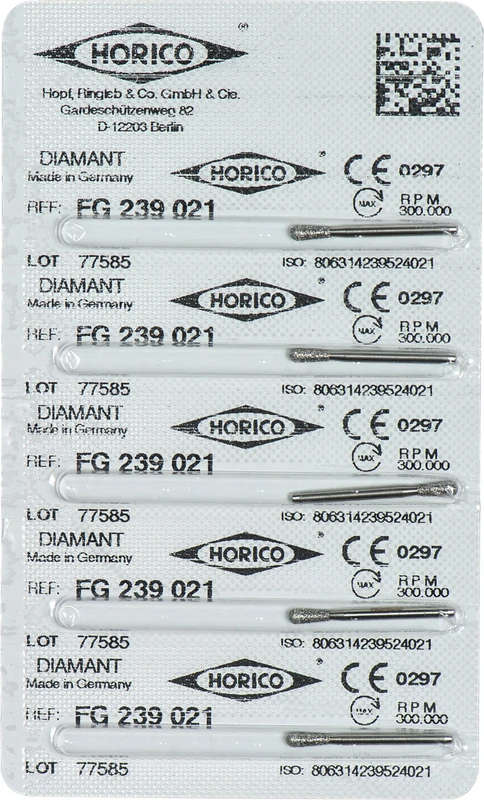 Diamantschleifer 239 Packung 5 Stück FG, Figur 239, 5 mm, ISO 021