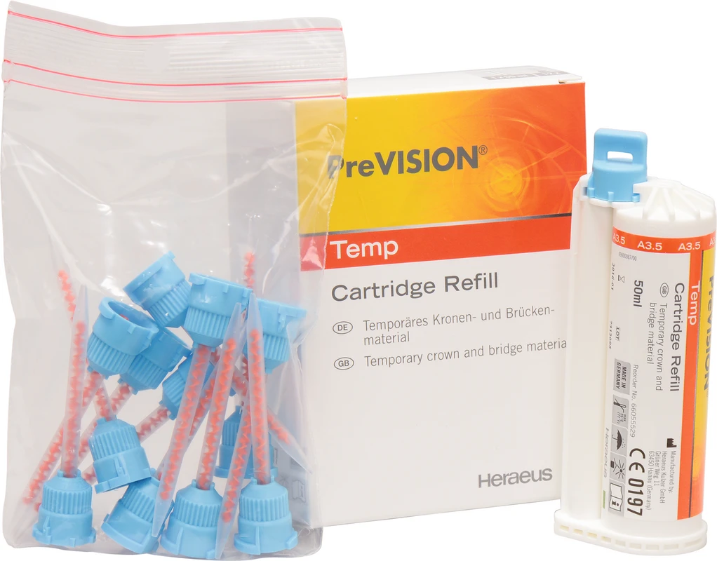 PreVISION® Temp Refill Packung 50 ml Doppelkartusche A3,5, 12 Mixing Tips