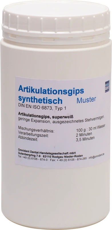 Artikulationsgips synthetisch Muster 1 kg Spezialgips weiß