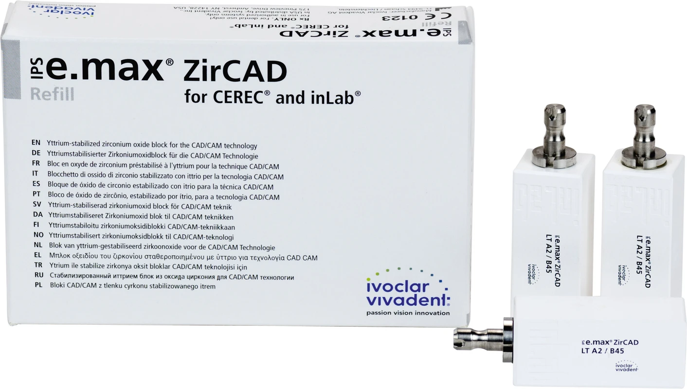IPS e.max ZirCAD for CEREC/Inlab Packung 3 Stück LT A2 B45