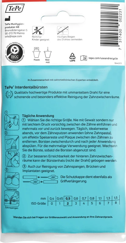 TePe® Interdentalbürsten Original Packung 8 Stück rot, Ø 0,5 mm